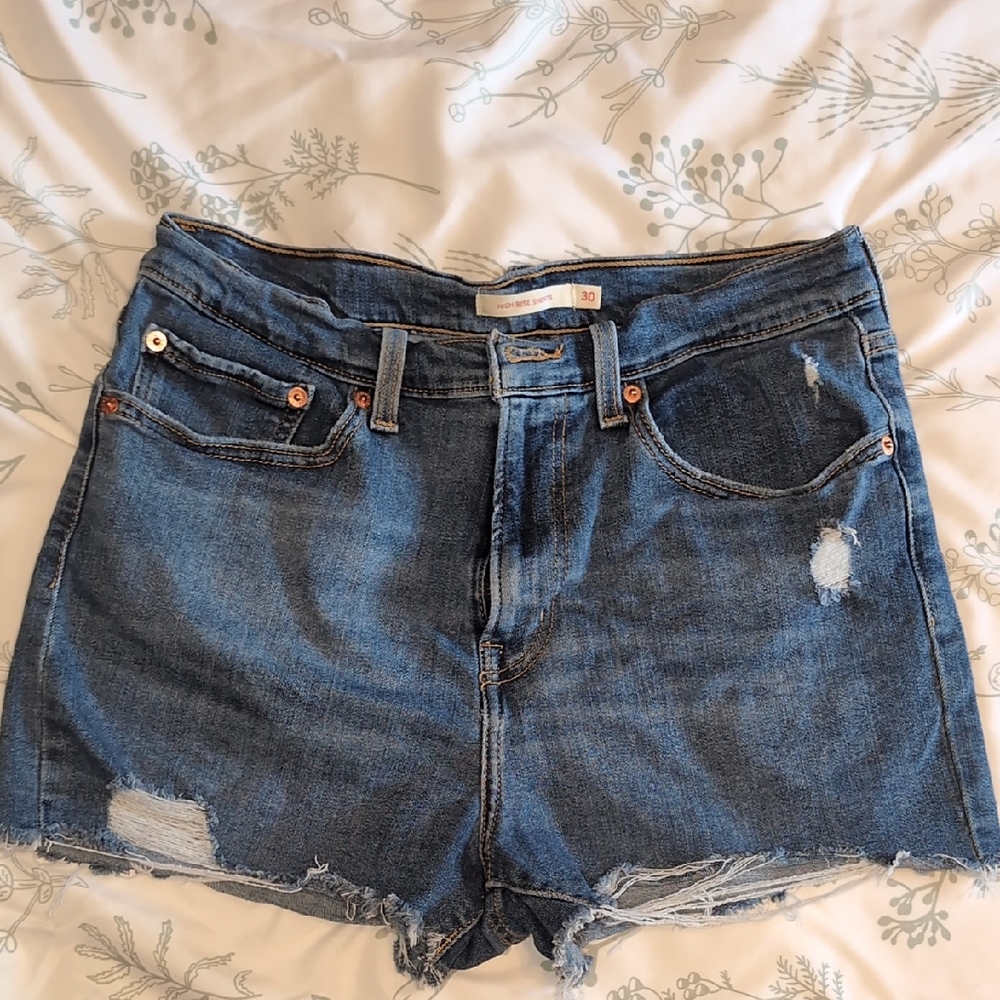 Levi's Blue Distressed Jean Shorts